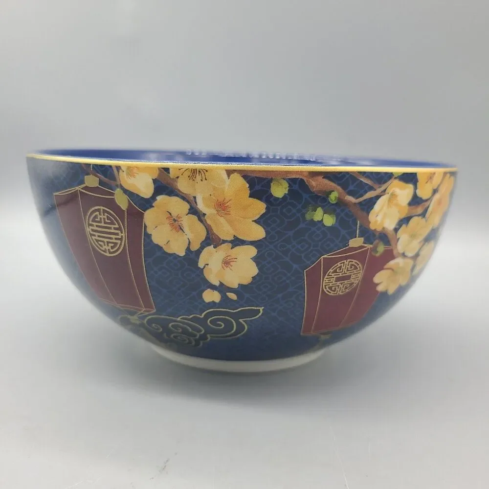 Williams Sonoma Lunar Noodle Serving Bowl Phoenix 7.25” Blue Dragons Sakura NEW